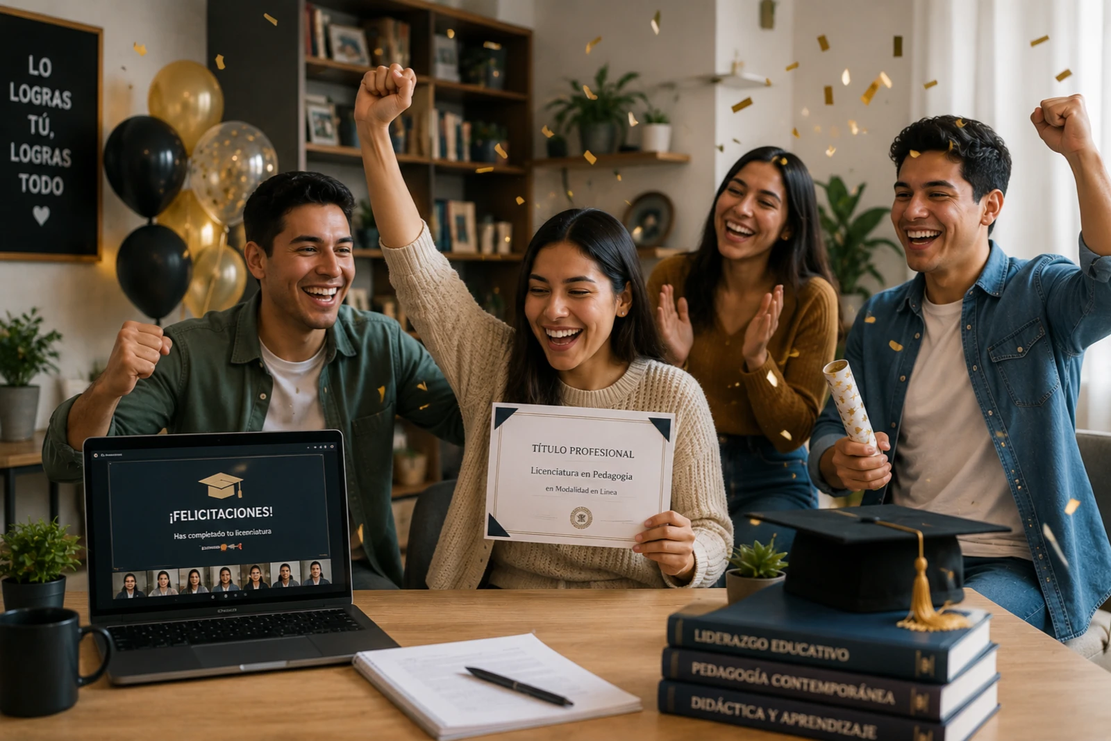 estudiantes titulándose de sus carreras online